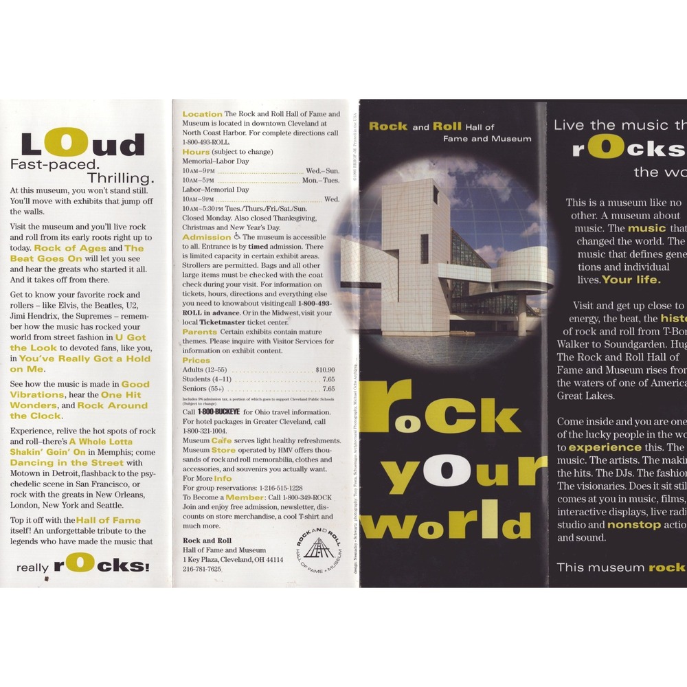 Vintage Rock and Roll Hall of Fame Museum Brochure Cleveland Rock Your World - Picture 2 of 3